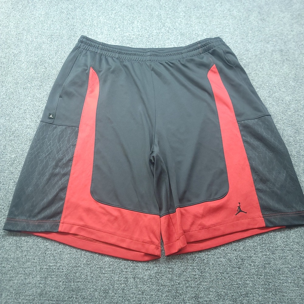 Jordan Mens Black Red Basketball Shorts Geometric Texture 3XL 253138-011